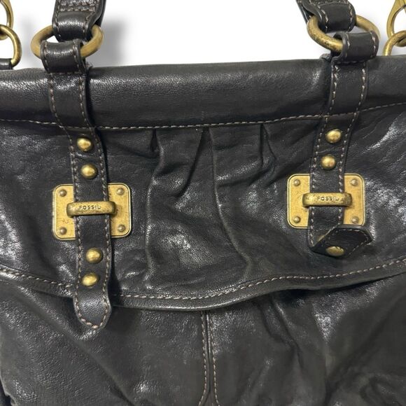 Fossil Ginger Top Handle Crossbody Purse Brown Leather Magnetic Snap Closure - Picture 4 of 15